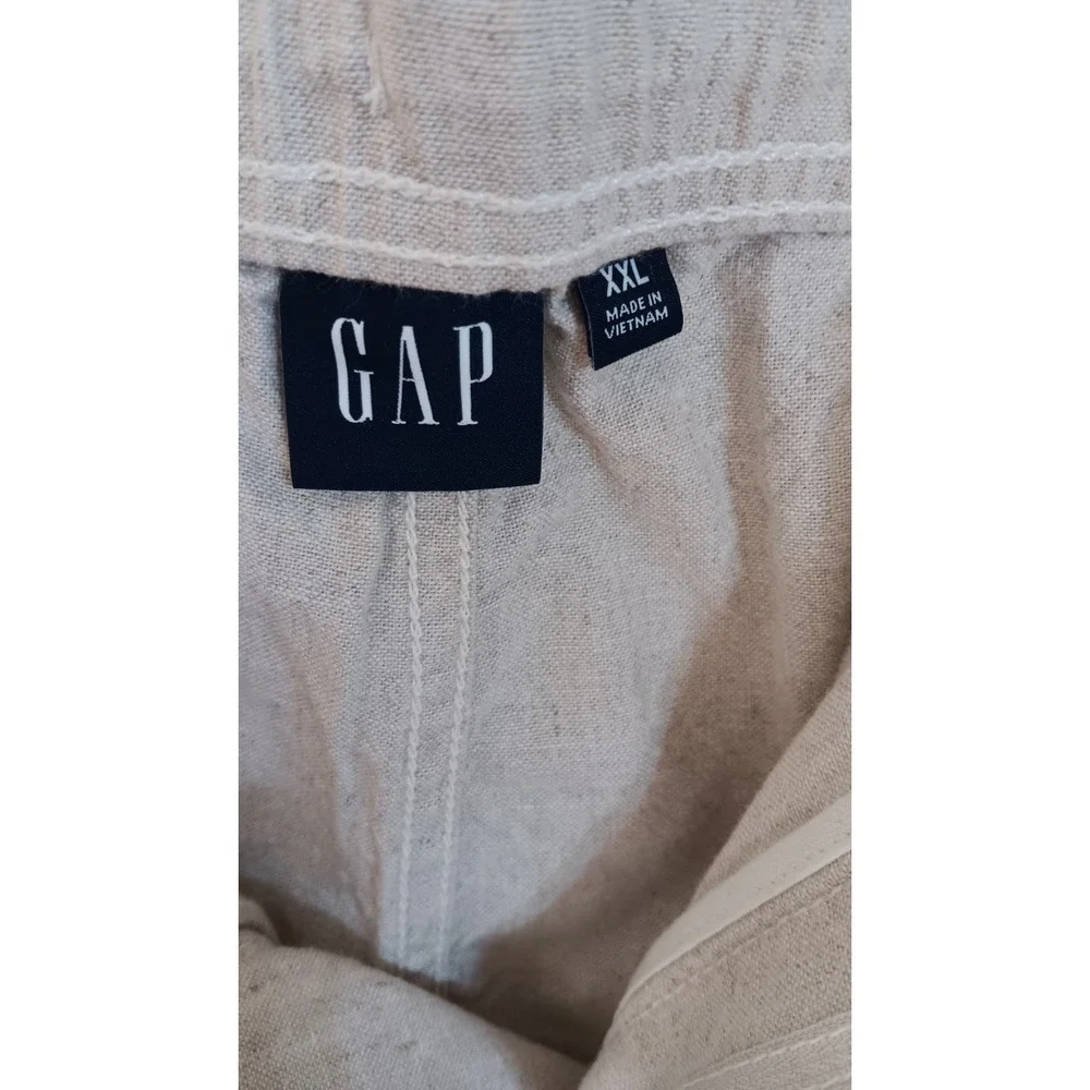 GAP Linen Blend Shorts XXL Tan Elastic Waist Summer Casual Lightweight